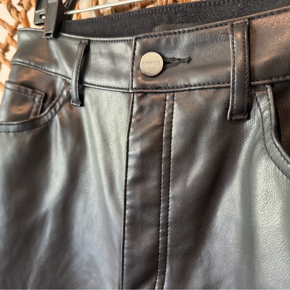 Express High Waisted Faux Leather Pants with Slit